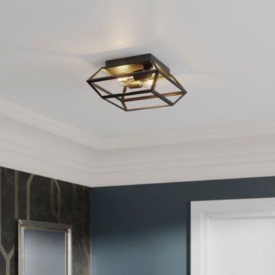 Plafonnier E27 10W GoodHome Nantan noir mat L.30 x l.30 x H.15 x P.30 cm