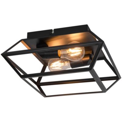 Plafonnier E27 10W GoodHome Nantan noir mat L.30 x l.30 x H.15 x P.30 cm