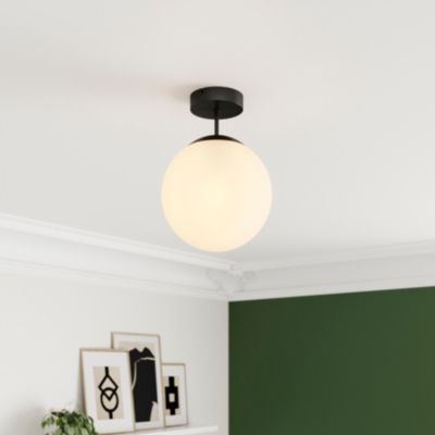 Plafonnier E27 13W GoodHome Lognes noir mat l.25 x H.35 x P.25 x Ø25 cm