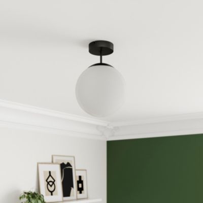 Plafonnier E27 13W GoodHome Lognes noir mat l.25 x H.35 x P.25 x Ø25 cm