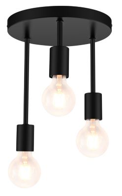 Plafonnier E27 28W GoodHome Lognes noir mat H.31 x Ø25 cm