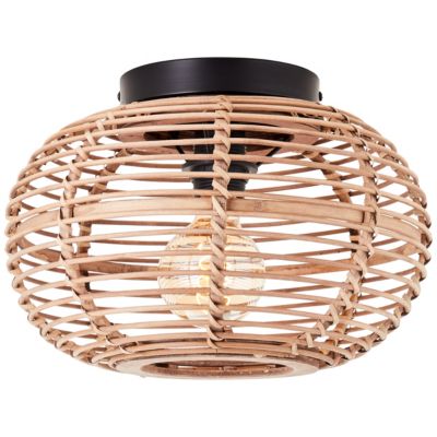 Plafonnier E27 40W beige et noir Ø32cm Brilliant, Woodball