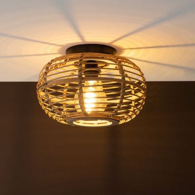 Plafonnier E27 40W beige et noir Ø32cm Brilliant, Woodball