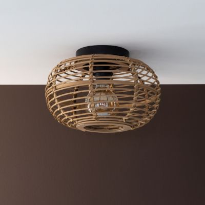 Plafonnier E27 40W beige et noir Ø32cm Brilliant, Woodball