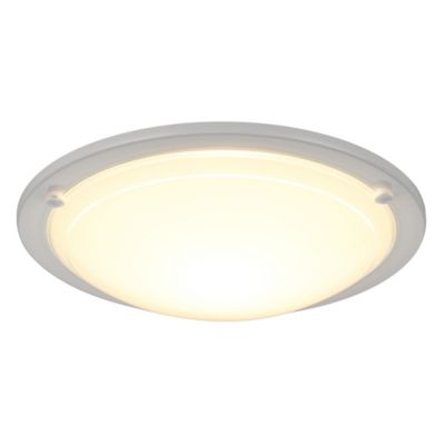 Plafonnier E27 42W GoodHome Hubaa blanc mat effet givré H.8 x Ø29 cm
