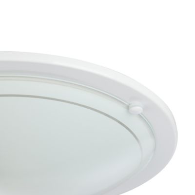 Plafonnier E27 42W GoodHome Hubaa blanc mat effet givré H.8 x Ø29 cm