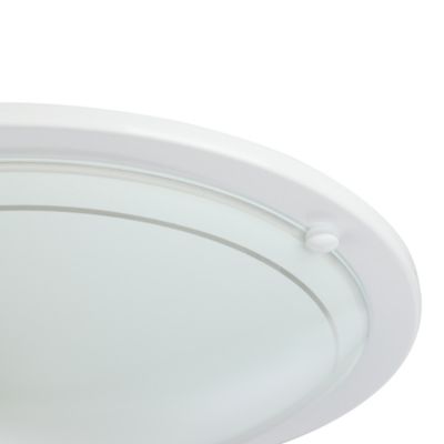 Plafonnier E27 42W GoodHome Hubaa blanc mat effet givré H.8 x Ø29 cm