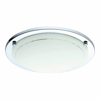 Plafonnier E27 42W GoodHome Hubaa brillant chrome effet givré H.8 x Ø29 cm