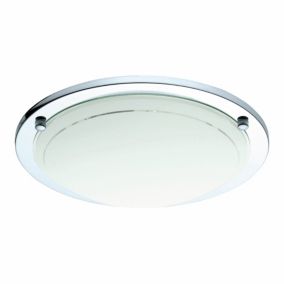 Plafonnier E27 42W GoodHome Hubaa brillant chrome effet givré H.8 x Ø29 cm