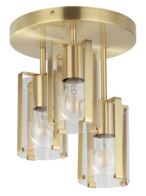 Plafonnier E27 42W GoodHome Saiphi effet laiton H.30 x Ø25 cm