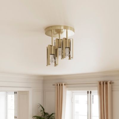 Plafonnier E27 42W GoodHome Saiphi effet laiton H.30 x Ø25 cm