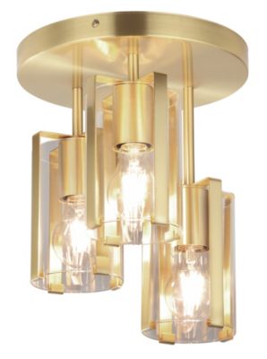 Plafonnier E27 42W GoodHome Saiphi effet laiton H.30 x Ø25 cm