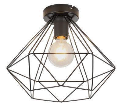 Plafonnier E27 42W GoodHome Smertrio noir mat H.27.5 x Ø28 cm