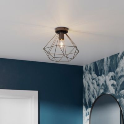 Plafonnier E27 42W GoodHome Smertrio noir mat H.27.5 x Ø28 cm