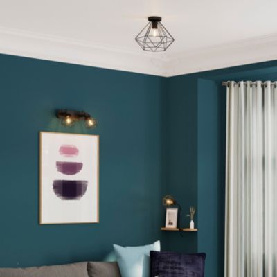 Plafonnier E27 42W GoodHome Smertrio noir mat H.27.5 x Ø28 cm