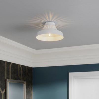 Plafonnier E27 42W GoodHome Yarra blanc mat H.15.5 x Ø30 cm