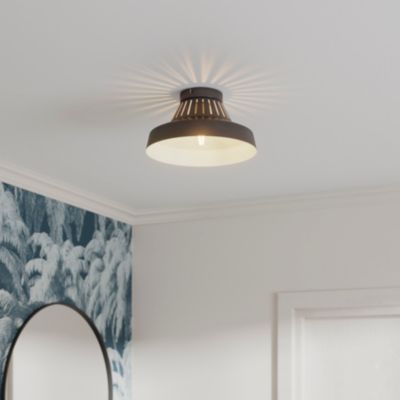 Plafonnier E27 42W GoodHome Yarra noir mat H.15.5 x Ø30 cm