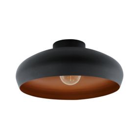 Plafonnier E27 60W Eglo Mogano noir H.17 x Ø40 cm