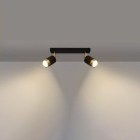 Plafonnier en acier 2 ampoules 3000K - 30x5x18cm Sollux