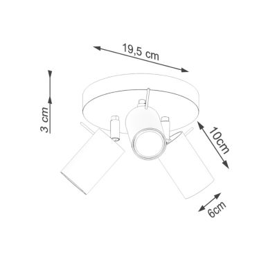 Plafonnier en acier 3 lampes 19.5x19.5x18.5cm Sollux