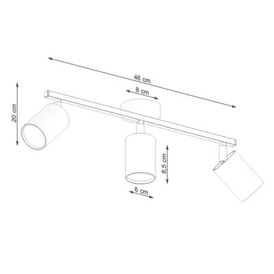 Plafonnier en acier 3 lampes 46x8x20cm Sollux