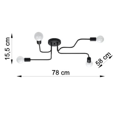 Plafonnier en acier 4 ampoules 4000K - 78x58x15.5cm Sollux