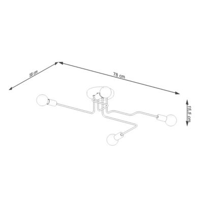 Plafonnier en acier 4 ampoules 4000K - 78x58x15.5cm Sollux