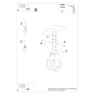 Plafonnier en Acier - ALDEN - Noir - IP20 - Max 15W LED - E27 - Style Moderne