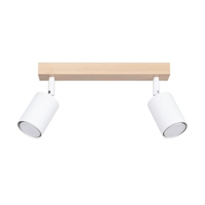 Plafonnier en acier/bois 2 lampes 46x30x17.5cm Sollux