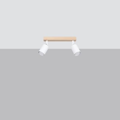 Plafonnier en acier/bois 2 lampes 46x30x17.5cm Sollux