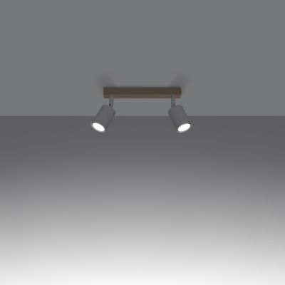 Plafonnier en acier/bois 2 lampes 46x30x17.5cm Sollux