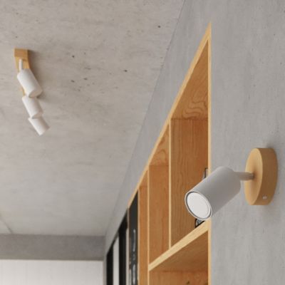Plafonnier en acier/bois 2 lampes 46x30x17.5cm Sollux