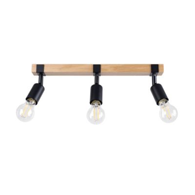 Plafonnier en acier/bois 3 ampoules 3000K - 53x15x14cm Sollux