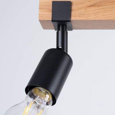 Plafonnier en acier/bois 3 ampoules 3000K - 53x15x14cm Sollux