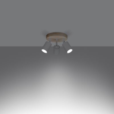 Plafonnier en acier/bois 3 ampoules 4000K - 33x33x17cm Sollux