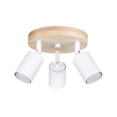 Plafonnier en acier/bois 3 ampoules 4000K - 33x33x17cm Sollux