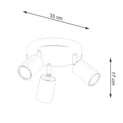 Plafonnier en acier/bois 3 ampoules 4000K - 33x33x17cm Sollux