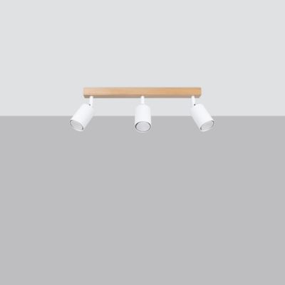 Plafonnier en acier/bois 3 lampes 61x45x17.5cm Sollux
