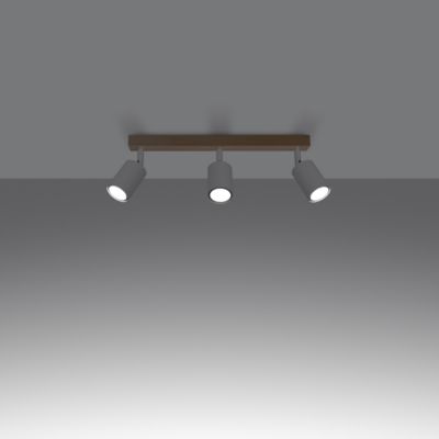 Plafonnier en acier/bois 3 lampes 61x45x17.5cm Sollux