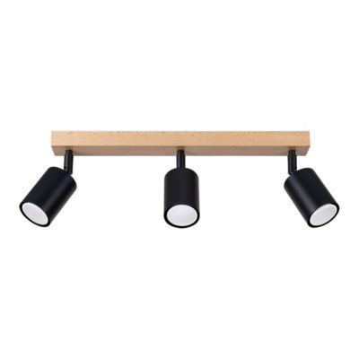 Plafonnier en acier/bois 3 lampes 61x45x17.5cm Sollux