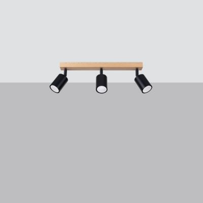 Plafonnier en acier/bois 3 lampes 61x45x17.5cm Sollux