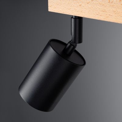 Plafonnier en acier/bois 3 lampes 61x45x17.5cm Sollux