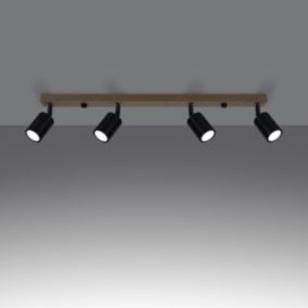 Plafonnier en acier/bois 4 ampoules 3000K - 96x65x17.5cm Sollux