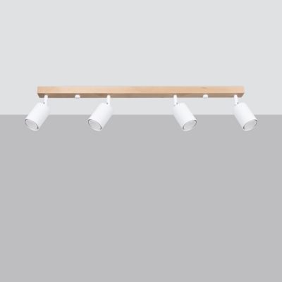Plafonnier en acier/bois 4 ampoules 4000K - 96x65x17.5cm Sollux