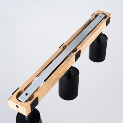Plafonnier en acier/bois naturel 3 ampoules 3000K - 54x6x17.2cm Sollux