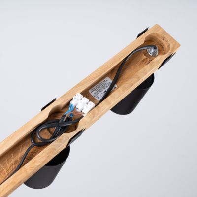 Plafonnier en acier/bois naturel 3 ampoules 3000K - 54x6x17.2cm Sollux