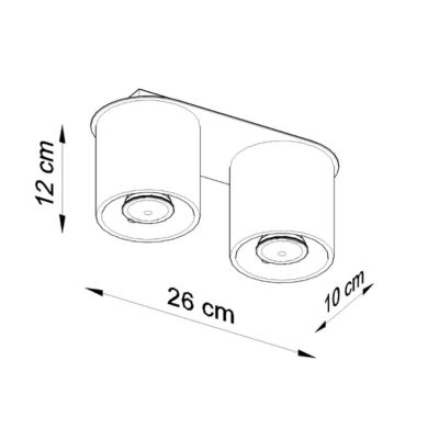 Plafonnier en aluminium 2 lampes 26x10x12cm Sollux
