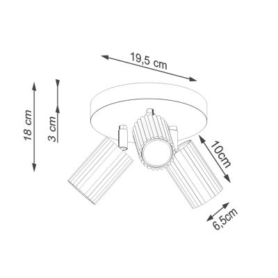 Plafonnier en aluminium 3 lampes 19.5x19.5x18cm Sollux