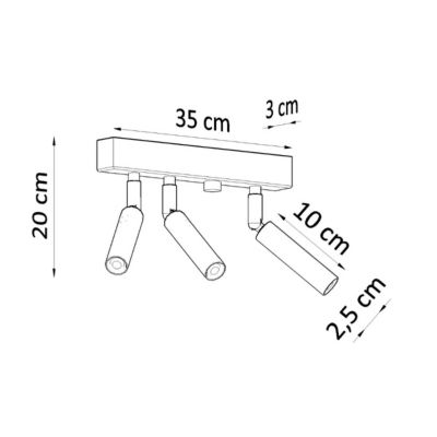 Plafonnier en aluminium 3 lampes 35x3x20cm Sollux