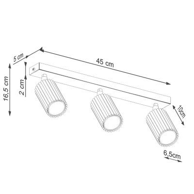 Plafonnier en aluminium 3 lampes 45x6.5x16.5cm Sollux
